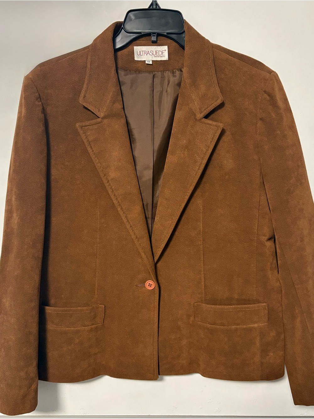 Vintage Women's Brown Suede Fabric Blazer Jacket Classic essential